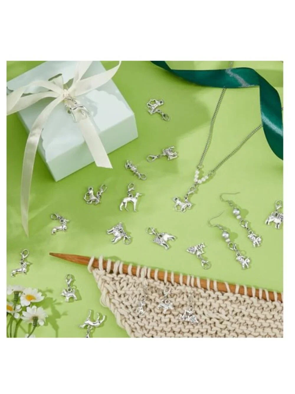 60Pcs Animal Clip-On Charms Alloy Zipper Pulls Antique Silver Pendants with